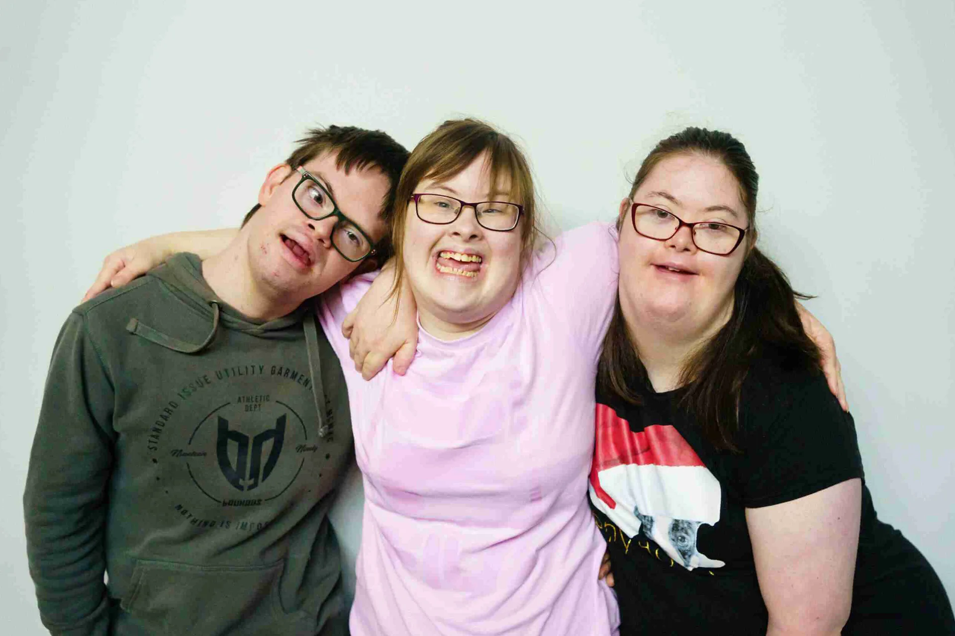 Friends hugging and posing