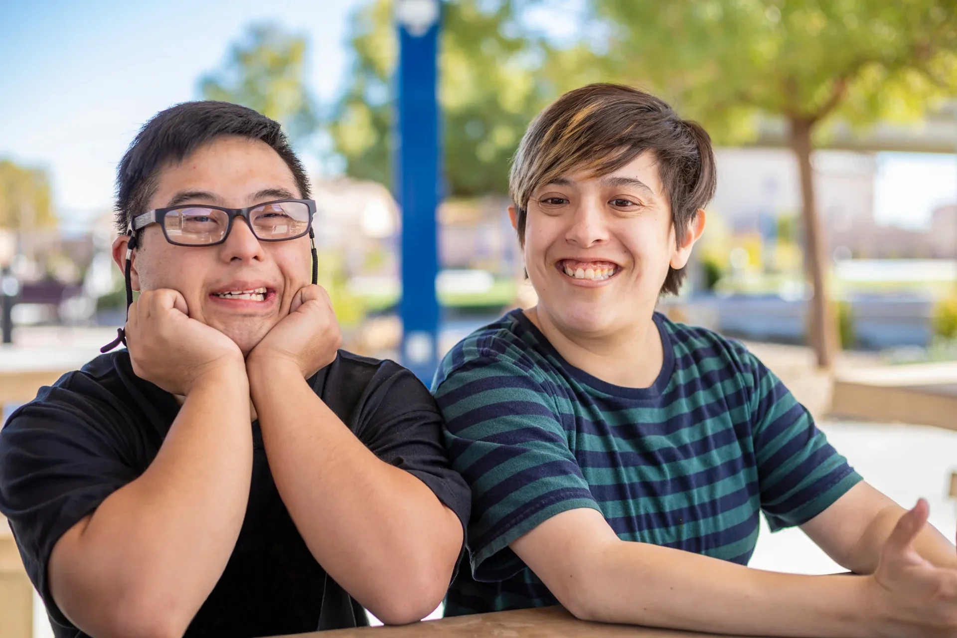 Friends smiling outdoor