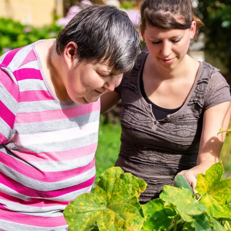 Two women at the garden